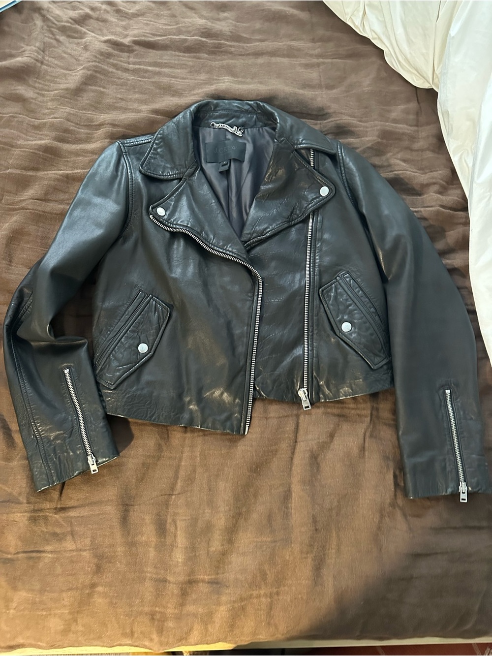 J Crew Black Leather Moto Jacket Small